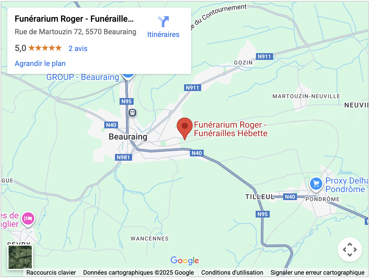 Plan accès funérarium Roger Beauraing